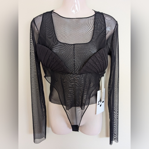 Bevza LONG SLEEVE BODYSUIT black mesh Large - Picture 7 of 14